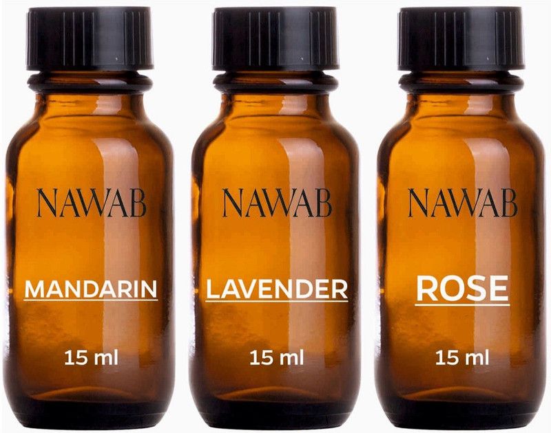 NAWAB essential aroma Diffuser oil(Mandarin,Rose,Lavender-15ml each) Aroma Oil