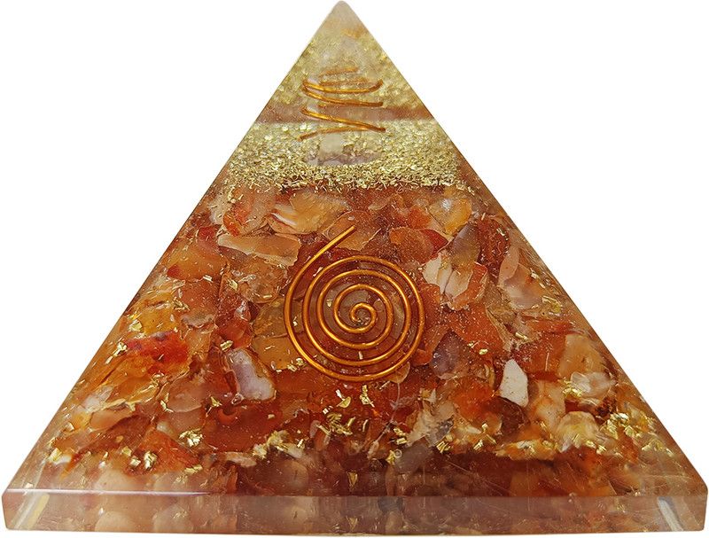 9dzine Red Carnelian Orgone Pyramid Orgonite Pyramid,Reiki Stones Decorative Showpiece - 5 cm  (Crystal, Red)