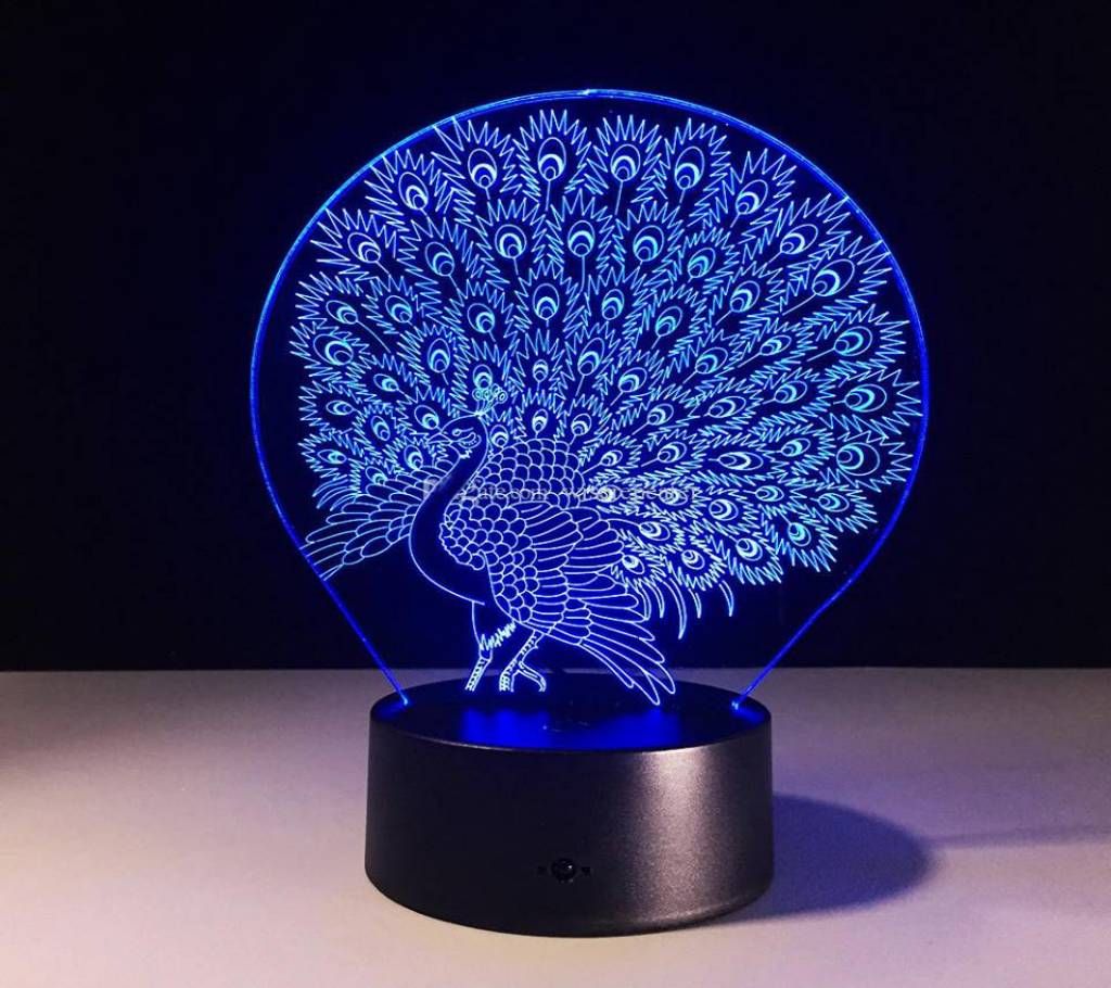 Peacock LED 3D Illusion Lamp