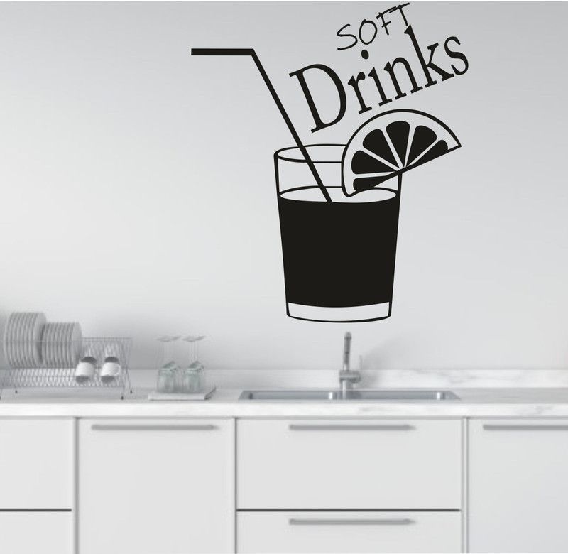 SUDARSHAN STICKER 67 cm "Soft Drink " decorative kitchen wall sticker size:-67cmx60cm Self Adhesive Sticker  (Pack of 1)