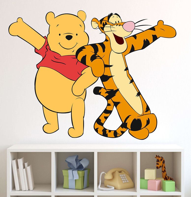 Zampyy 55 cm Panda And Tigger | Wall Stickers |PVC Vinyl| Non-Reusable Sticker | Self Adhesive Sticker  (Pack of 1)