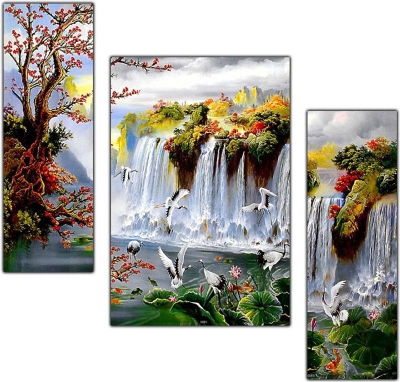 Gihom Digital Reprint 12 inch x 18 inch Painting  (Without Frame, Pack of 3)