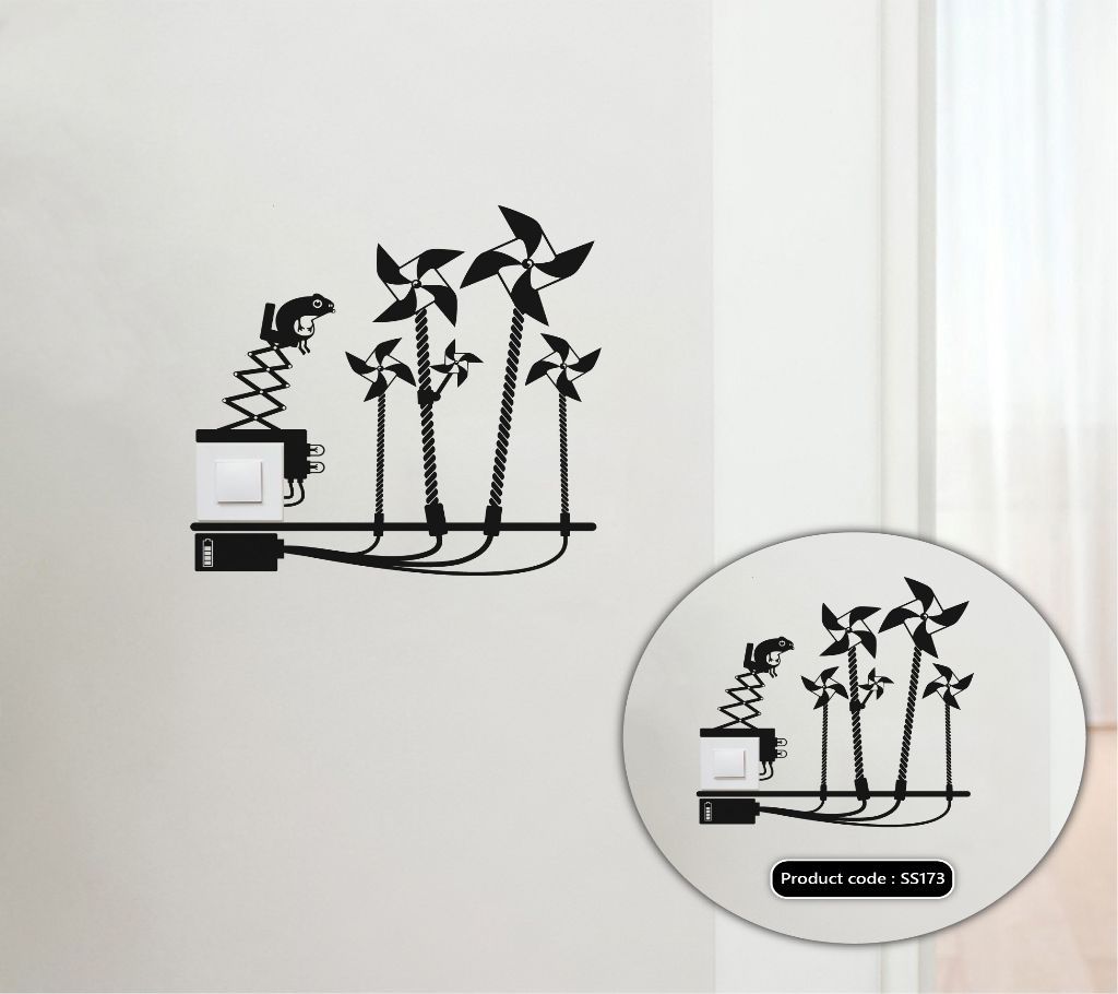 Eco Reminder Windmills Switch & Socket Vinyl Decals Removable High Quality Wall Sticker - DDecorator