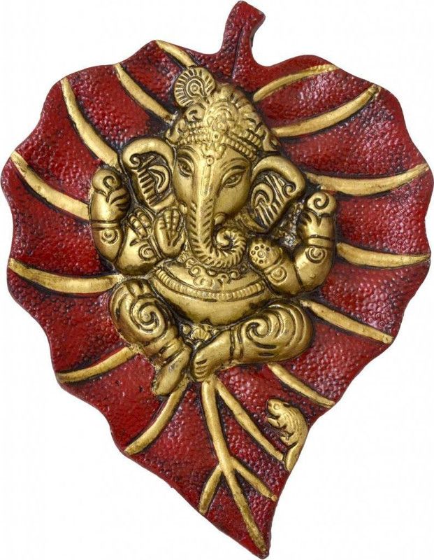 Puja N Pujari Wall Hanging Leaf Ganesh Idol/Statue for Home Decor Decorative Showpiece - 18 cm  (Polyresin, Multicolor)