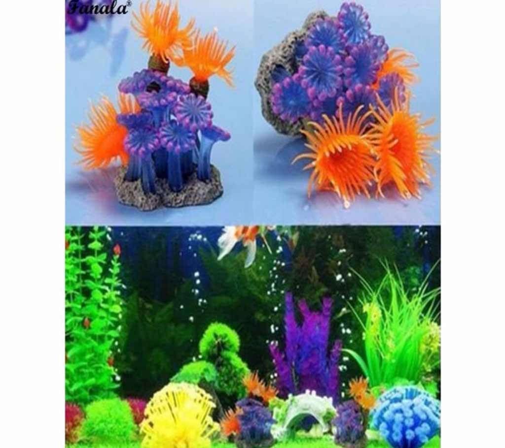 1 Pcs Aquarium Glass Fish Tank Emulational Soft  Coral