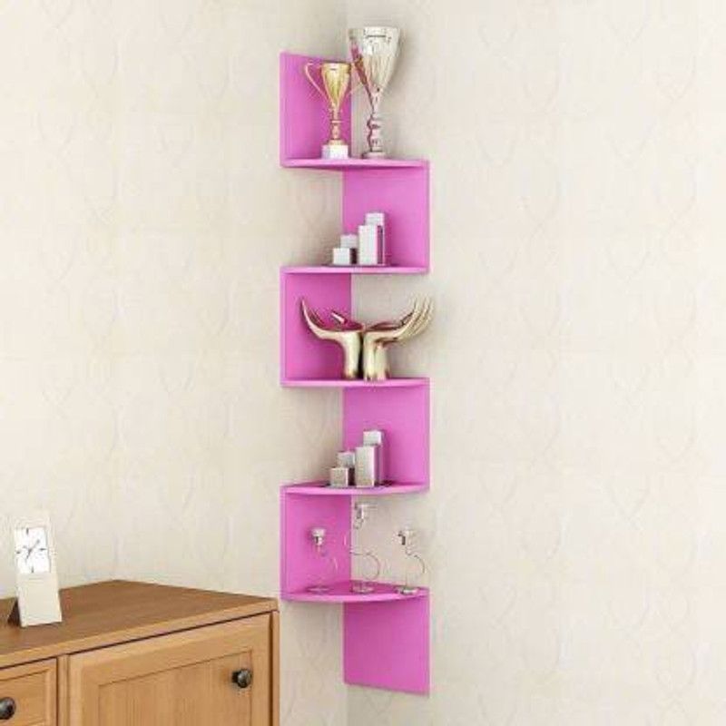 MOURYASHOPEE MDF (Medium Density Fiber) Wall Shelf  (Number of Shelves - 5, Pink)