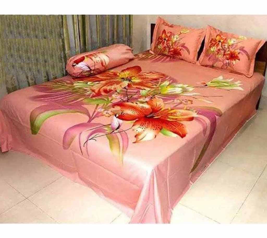 Double Size Cotton Bed Sheet with Matching 2 Pillow Covers - Multicolor Bed-43