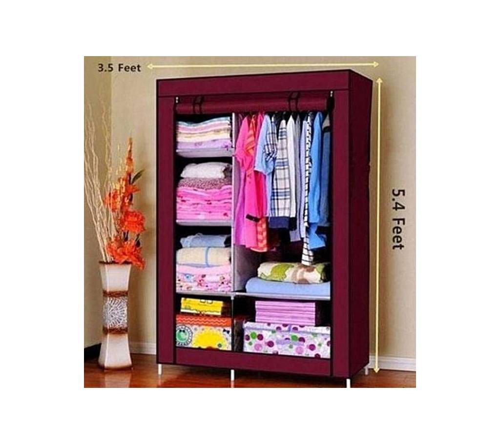 Stainless Steel and Fabric Storage Wardrobe - Red