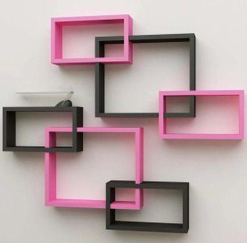 art export MDF (Medium Density Fiber) Wall Shelf  (Number of Shelves - 6, Black, Pink)