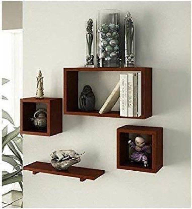 MD Wall shelves Wooden Wall Shelf (Number of Shelves - 4, Brown) MDF (Medium Density Fiber) Wall Shelf  (Number of Shelves - 4, Brown)
