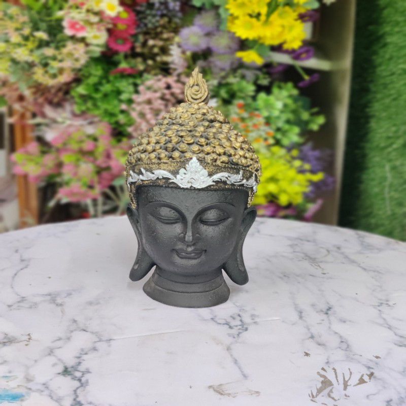 KingsDecor Lord Buddha Black & Golden Handcrafted Decorative Showpiece for Home Decorative Showpiece - 10 cm  (Polyresin, Black)