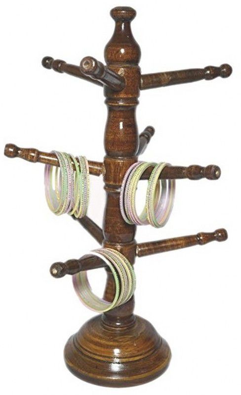 k j traders Woodino Brownish Bangle Stand Bangle Stand Vanity Box (Brown) Decorative Showpiece - 20 cm  (Wood, Brown)