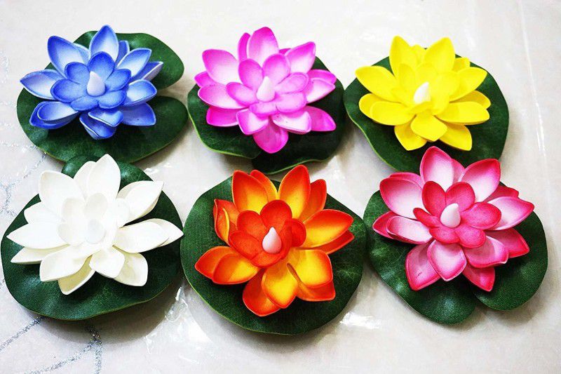 Mayniesha 7 Color Lotus LED Candle Floating Candle Flameless Candle Light Beautiful Festival Lamp and Decoration for Home, Garden Candle  (Multicolor, Pack of 7)