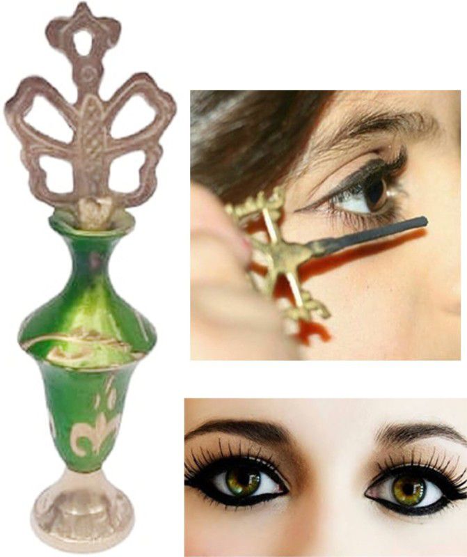 MiiArt brass green surmedani with 2packed surma use in eyes makeup(size- 12cm)1pcs Decorative Showpiece - 12 cm  (Brass, Green)