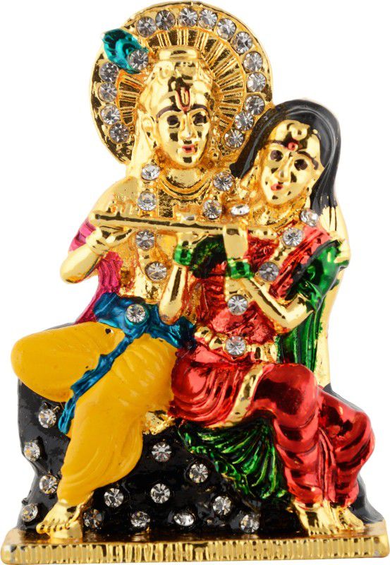 Kulin Metal Radhe Shyam | Radha Krishna Idol | Statue For Car Dashboard | Home Decor | Gifting | Showpiece Decorative Showpiece - 7.5 cm  (Brass, Multicolor)