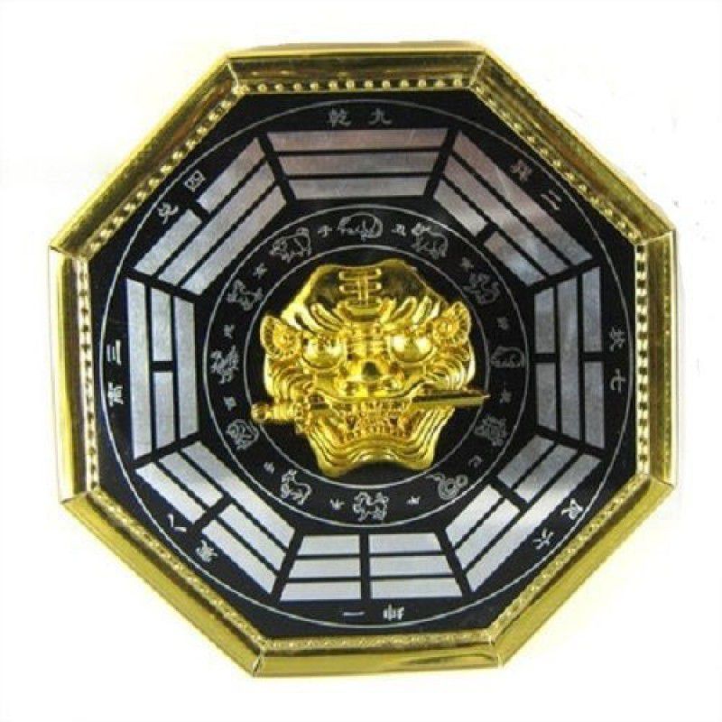 AIR9999 FU DOG BAGUA FOR PROTECTION AND PROSPERITY ( 7X7 INCHES ) Decorative Showpiece - 1 cm  (Gold Plated, Multicolor)