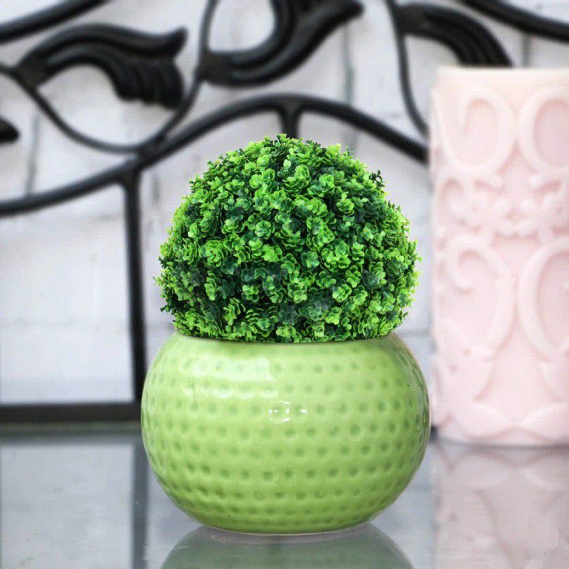 supermarche Ball Indoor/Outdoor Decoration Artificial Plant Green Grass Ball And Without Pot (7x7 Inches and 18x18 cm) Wild Artificial Plant  (12 cm, Green)