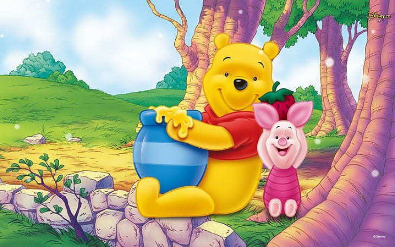 Winnie The Pooh And Piglet Cartoon Honey Pot Matte Finish Poster Photographic Paper  (18 inch X 12 inch, 12 x 18 Inch Unframed)