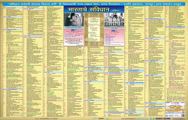 Bhartache Sanvidhan (Wall Chart in Marathi) Paper Print  (36 inch X 23 inch)