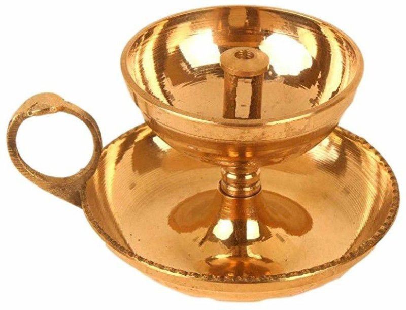 RUDRANSH Handmade Indian Brass Oil Lamp Traditional Sampath Diya Tea Light Holde diya Brass Table Diya  (Height: 1 inch)
