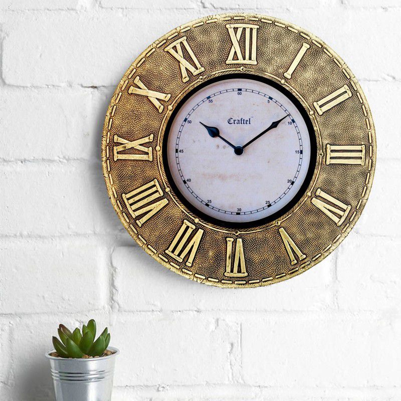 Craftel Analog 30 cm X 30 cm Wall Clock  (Gold, Brown, Standard)