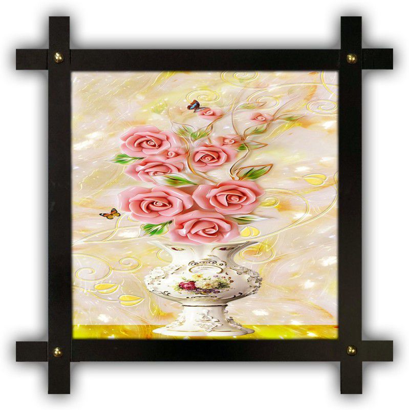 Poster N Frames Cross Wooden Frame Hand-Crafted with photo of Flower (floral) 18149-crossframe Digital Reprint 16.5 inch x 16.5 inch Painting  (With Frame)