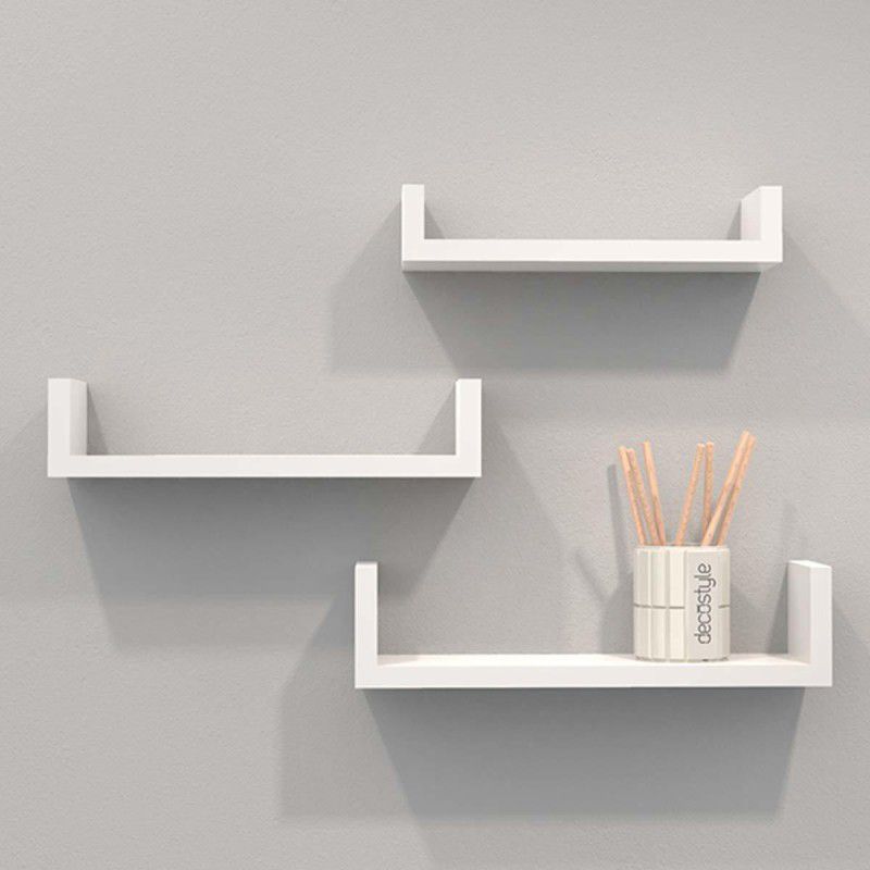 craftzone india Wooden Wall Shelf  (Number of Shelves - 3, White)