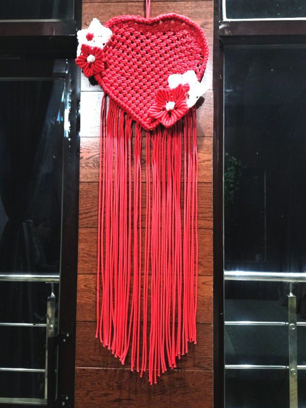 Kasba Macrame Wall Hanging | Heart Shape  (Red)
