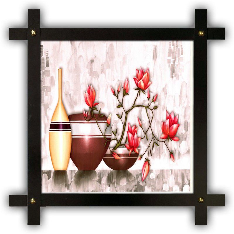 Poster N Frames Cross Wooden Frame Hand-Crafted with photo of Flower (floral) 17477-crossframe Digital Reprint 16.5 inch x 16.5 inch Painting  (With Frame)