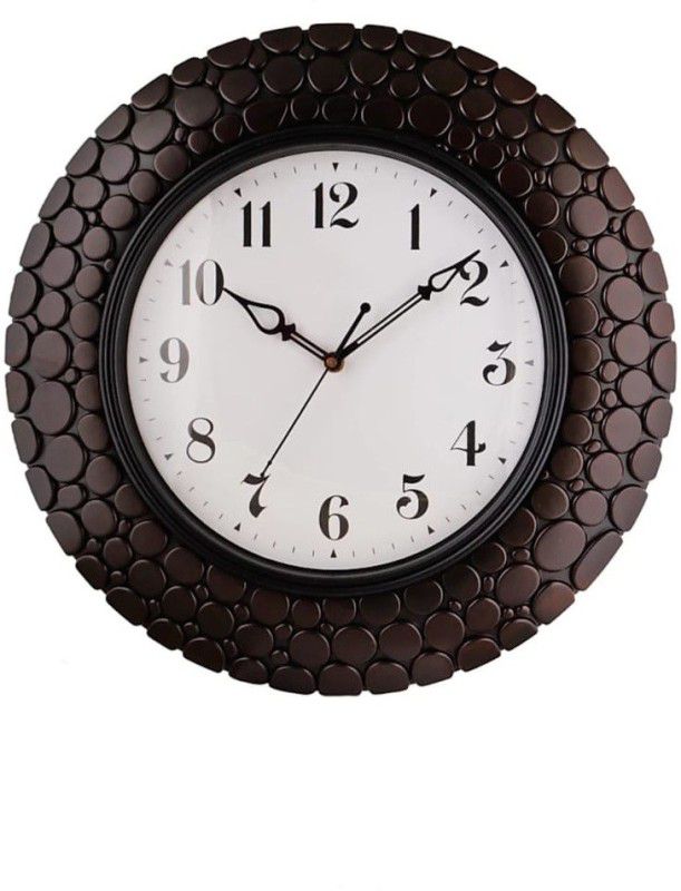 Analog Wall Clock  (Brown, With Glass)