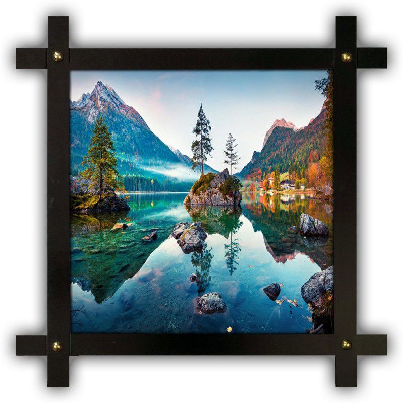 Poster N Frames Cross Wooden Frame Hand-Crafted with photo of Natural Landscape Scenery 18298 Digital Reprint 16.5 inch x 16.5 inch Painting  (With Frame)