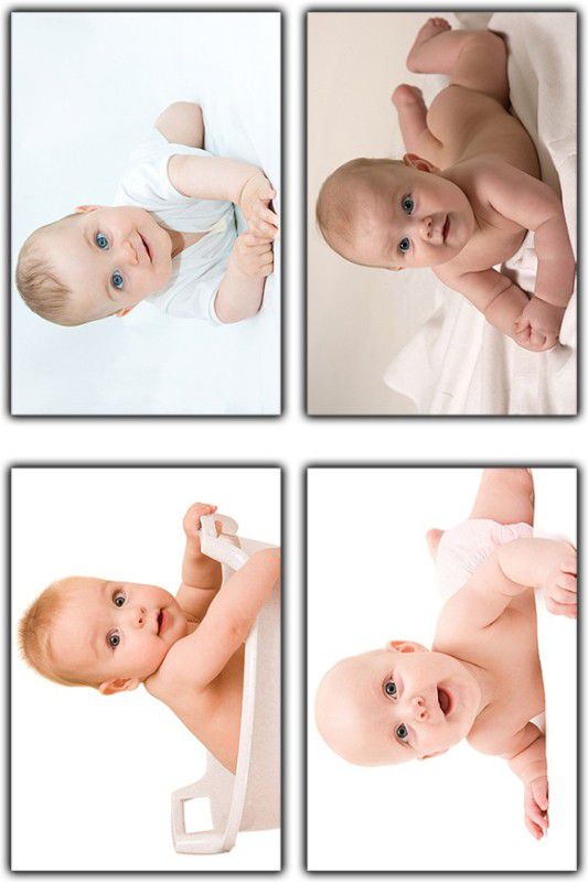 Poster N frame Set of 4 Cute Baby Combo Posters\Smiling Baby Poster\Poster for Pregnant Women\HD Baby Wall Poster for Room Décor Paper Print  (18 inch X 12 inch, rolled)