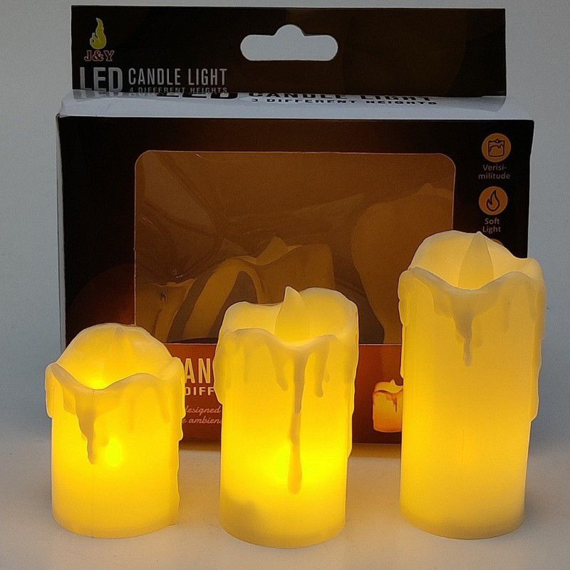 sidgenterprise Candles for Diwali Deocoration Yellow Light Candles ( Set of 3 ) Candle  (Yellow, Pack of 3)