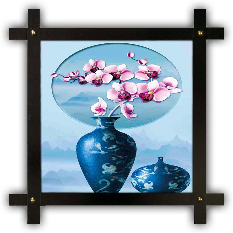 Poster N Frames Cross Wooden Frame Hand-Crafted with photo of Flower (floral) m-54-crossframe Digital Reprint 16.5 inch x 16.5 inch Painting  (With Frame)