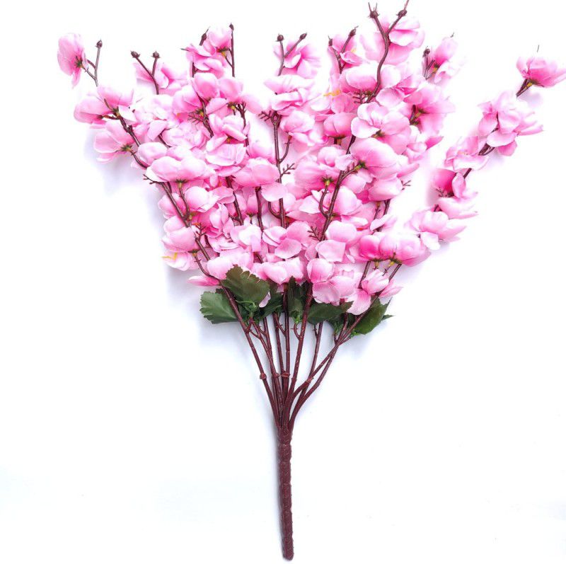 artificial hub Peach Blossom Bunch Pink Peach Blossom Artificial Flower  (22 inch, Pack of 1, Flower Bunch)