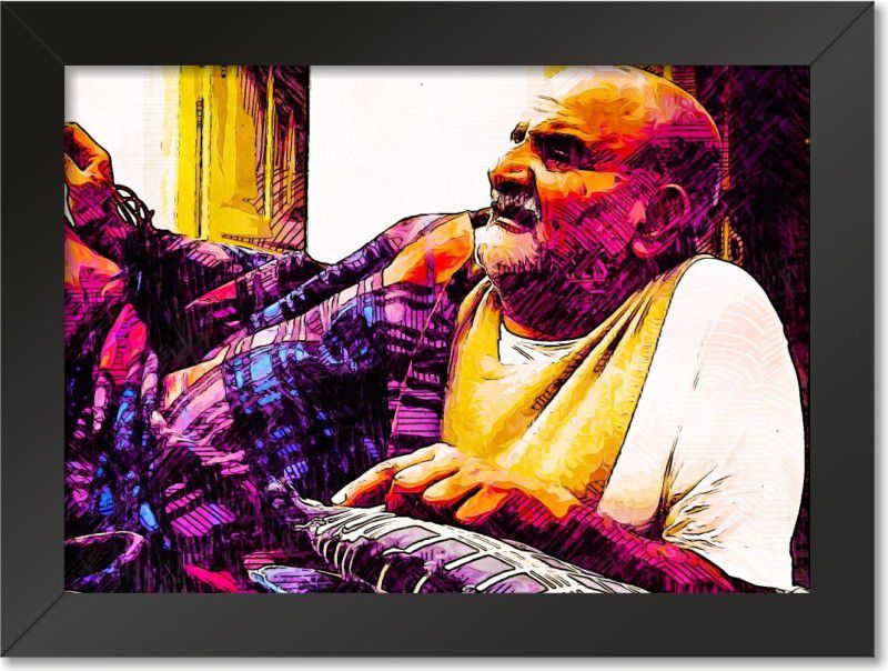 Religious Maharaj Ji Neem Karoli Baba Poster Photo Frame For Home Office, Gym Living Room Bedroom Wall Decoration Without Glass,Design2 Paper Print  (12.75 inch X 9.25 inch, Framed)