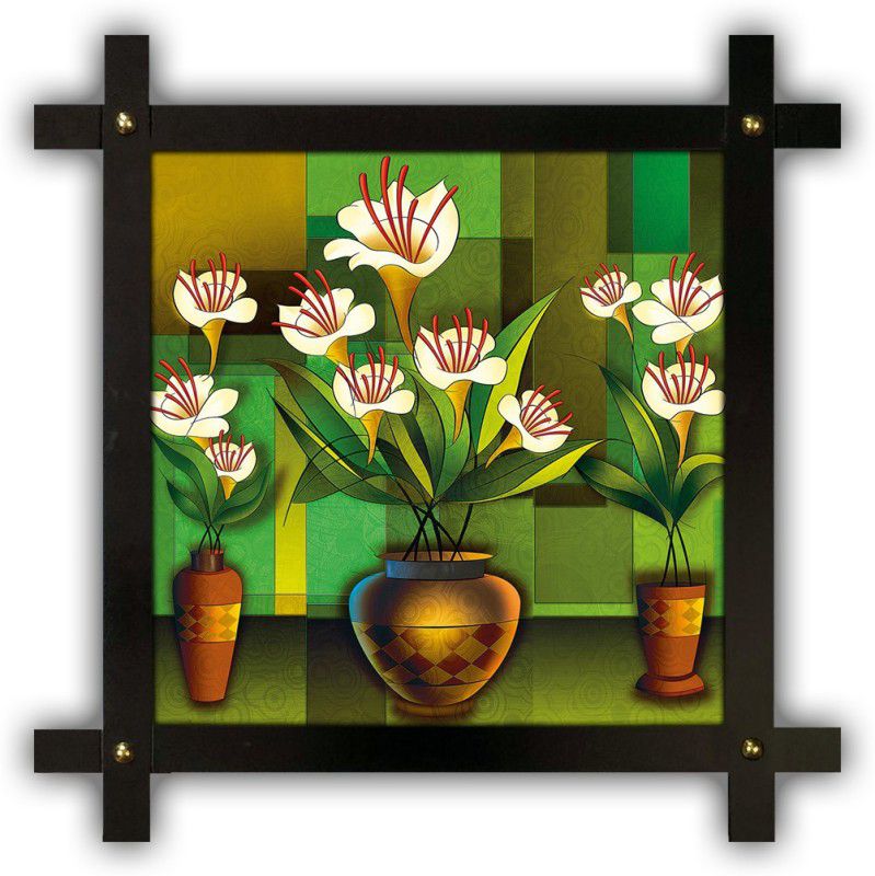Poster N Frames Cross Wooden Frame Hand-Crafted with photo of Flower (floral) 14907-crossframe Digital Reprint 16.5 inch x 16.5 inch Painting  (With Frame)