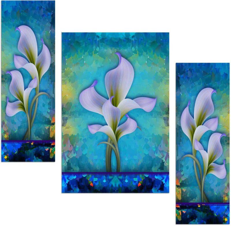 Art Amori Lily flowers three piece MDF Painting Digital Reprint 12 inch x 18 inch Painting  (Without Frame, Pack of 3)