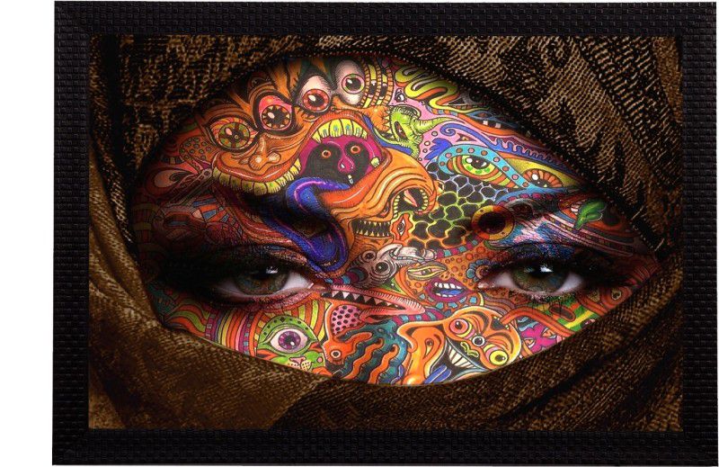 eCraftIndia Eyes Says Lot Satin Matt Textured UV Art Canvas 14 inch x 20 inch Painting  (With Frame)