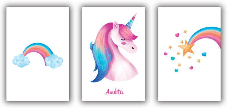 Anukta Magical Unicorn Paintings / Posters for girls / Posters for room / Posters For kids Paper Print  (17.5 inch X 11.5 inch)