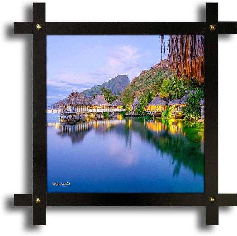 Poster N Frames Wooden Frame Hand-Crafted with photo of landscape scenery Digital Reprint 16.5 inch x 16.5 inch Painting  (With Frame)