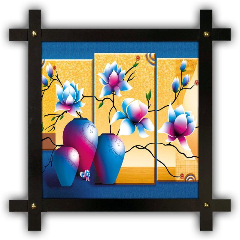 Poster N Frames Cross Wooden Frame Hand-Crafted with photo of Flower (floral) 14780-crossframe Digital Reprint 16.5 inch x 16.5 inch Painting  (With Frame)