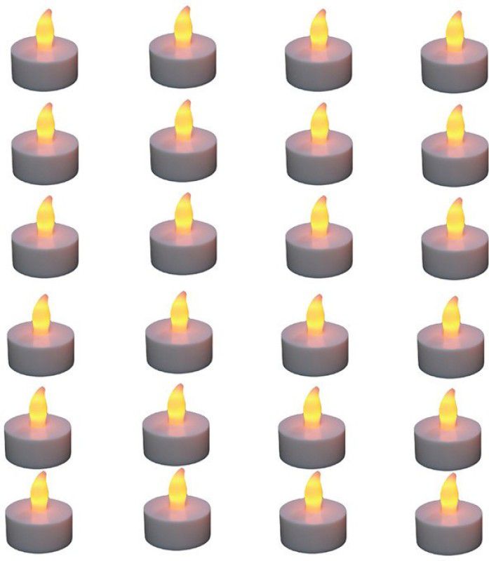 ARVANA Acrylic Flameless & Smokeless Decorative Candles Led Tea Light Candle Candle  (White, Pack of 24)