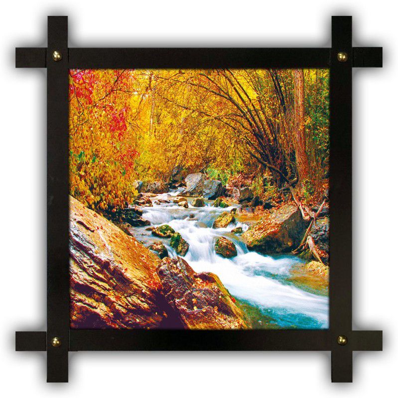 Poster N Frames Cross Wooden Frame Hand-Crafted with photo of Natural Landscape Scenery 14694 Digital Reprint 16.5 inch x 16.5 inch Painting  (With Frame)