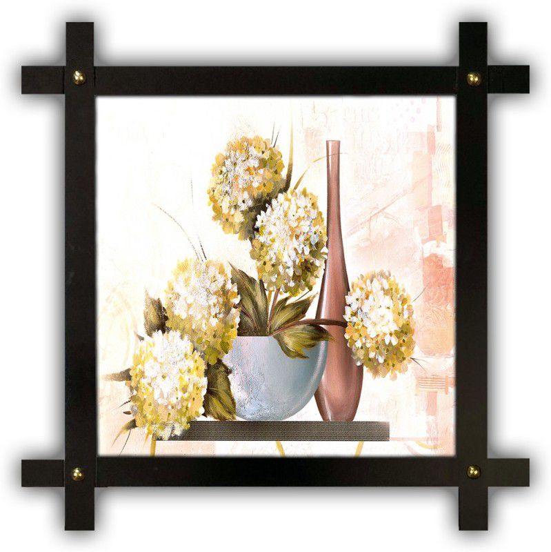 Poster N Frames Cross Wooden Frame Hand-Crafted with photo of Flower (floral) 17445-crossframe Digital Reprint 16.5 inch x 16.5 inch Painting  (With Frame)