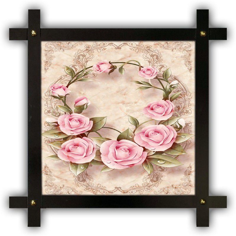 Poster N Frames Cross Wooden Frame Hand-Crafted with photo of Flower (floral) 18146-crossframe Digital Reprint 16.5 inch x 16.5 inch Painting  (With Frame)