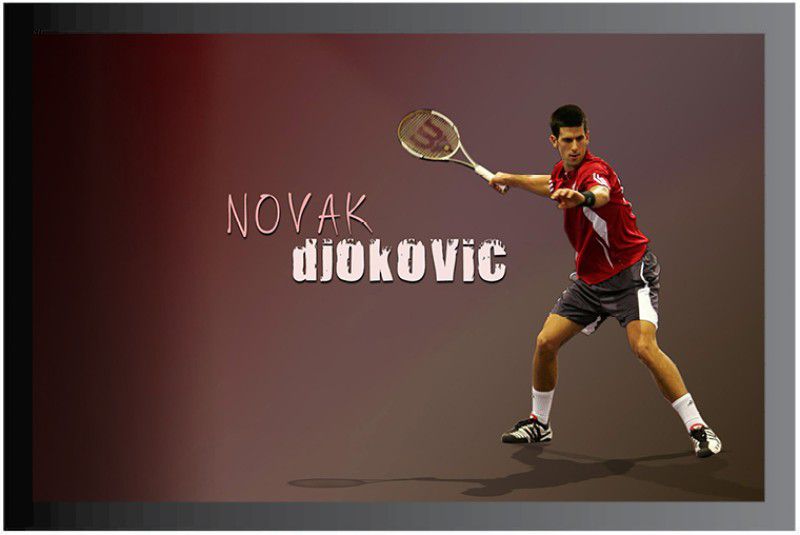 Novak Djokovic Tennis Frame Poster For Room Synthetic Wood Gloss Lamination F23 Paper Print  (14 inch X 20 inch, Framed)