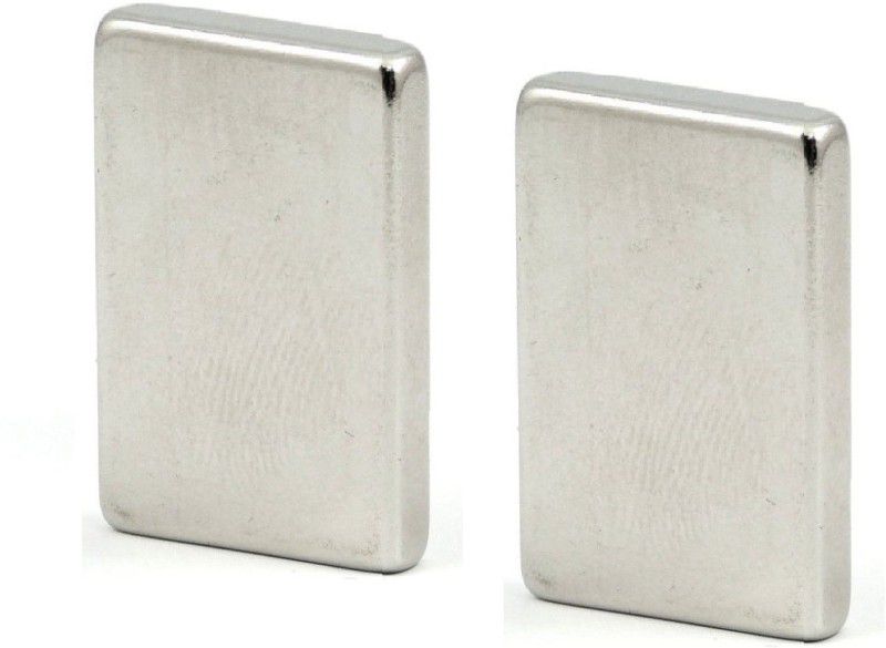ART IFACT 2 Pieces of 40mm x 25mm x 4mm Neodymium Magnets - N52 Rectangular Magnets - Rare Earth NdfeB Magnets - For DIY, School Project or Commercial Usage Fridge Magnet, Multipurpose Office Magnets, Magnetic Paper Holder Pack of 2  (Silver)