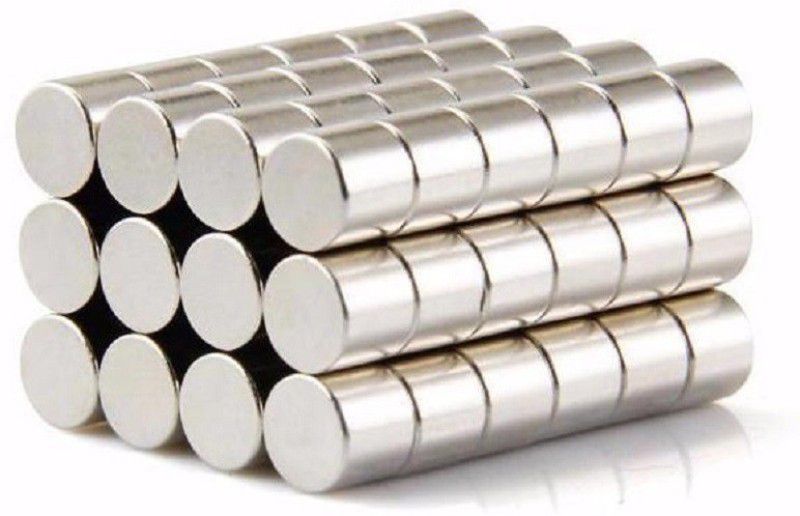 ART IFACT 40 Pieces of 6mm x 6mm Neodymium Magnets - N52 Disc / Cylindrical magnets - Rare Earth NdfeB Fridge Magnet, Multipurpose Office Magnets, Magnetic Paper Holder Pack of 40  (Silver)