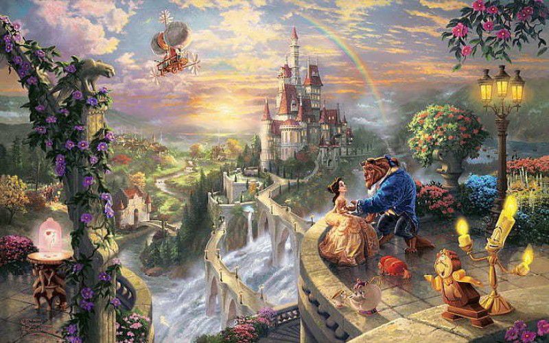 Beauty And The Beast Disney Castle Rainbow Matte Finish Poster Photographic Paper  (12 inch X 18 inch, 12 x 18 Inch Unframed)